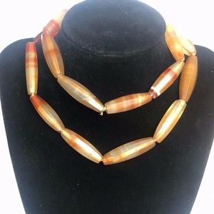 VINTAGE Natural Gemstone Faceted Agate Beads